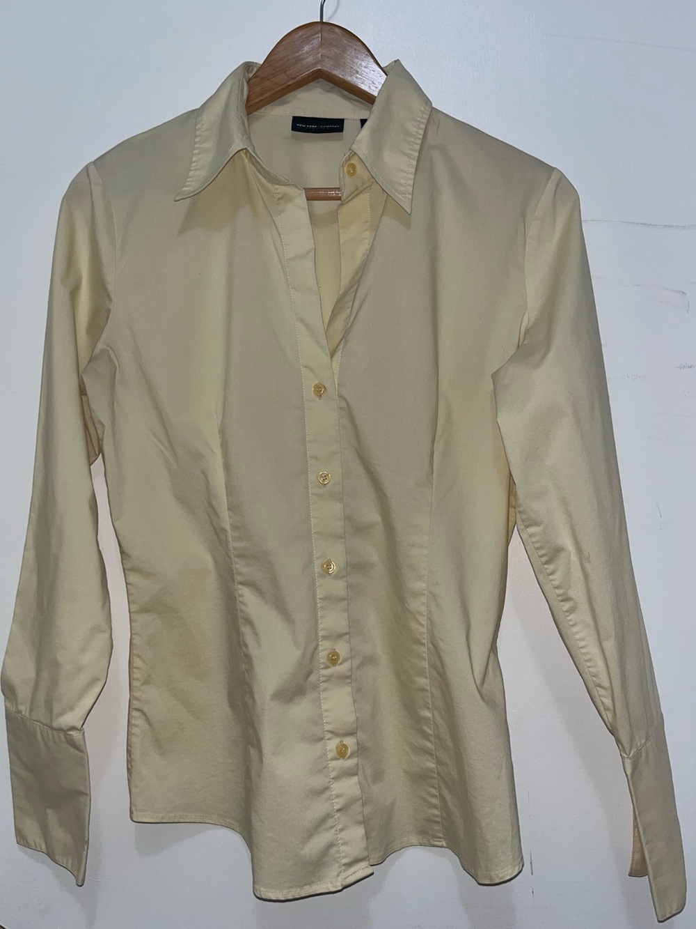 Stretch Button-Front Women's Shirt - Light Yellow